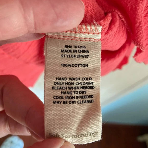 Soft Surroundings Double Gauze Coral blouse Too Sz Large - Picture 5 of 9